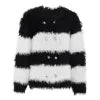 Black Striped Burr Knitting Cardigan Sweater Loose Fit V-Neck Long Sleeve Women New Fashion Tide Spring Autumn